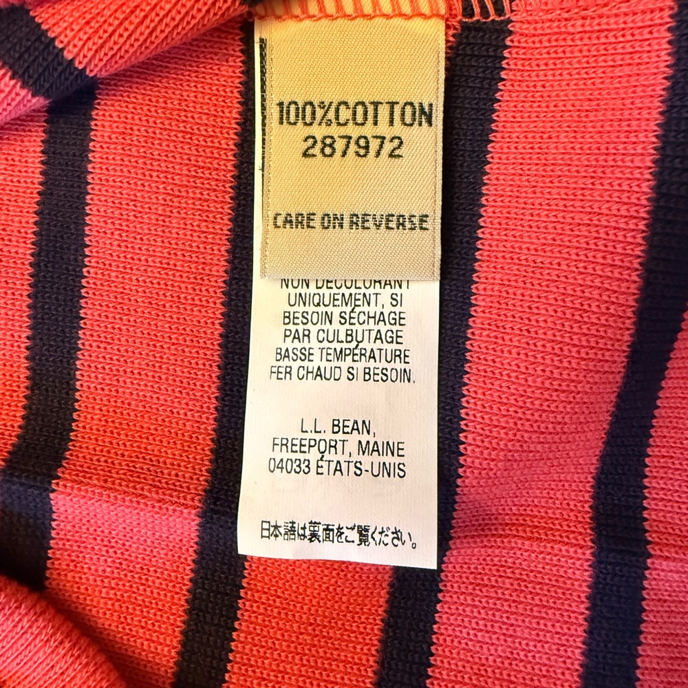 L.L. Bean Coral and Navy Striped Knit Top - Picture 4 of 4